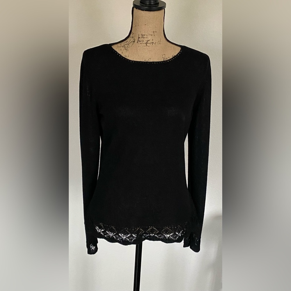 Judith Hart Beautiful Black Long-Sleeve Sweater Top, Sz L